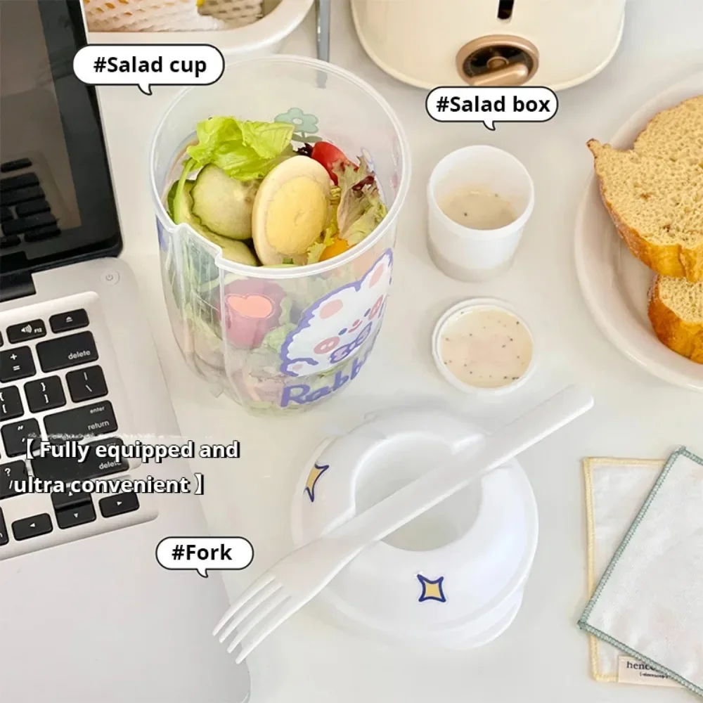 Portable Bottle Salad Container Bottle-Shaped Bento Oat Bowl for Lunch Salad Box with Fork Salad Bowl Fruit Oat Yogurt Cup 4