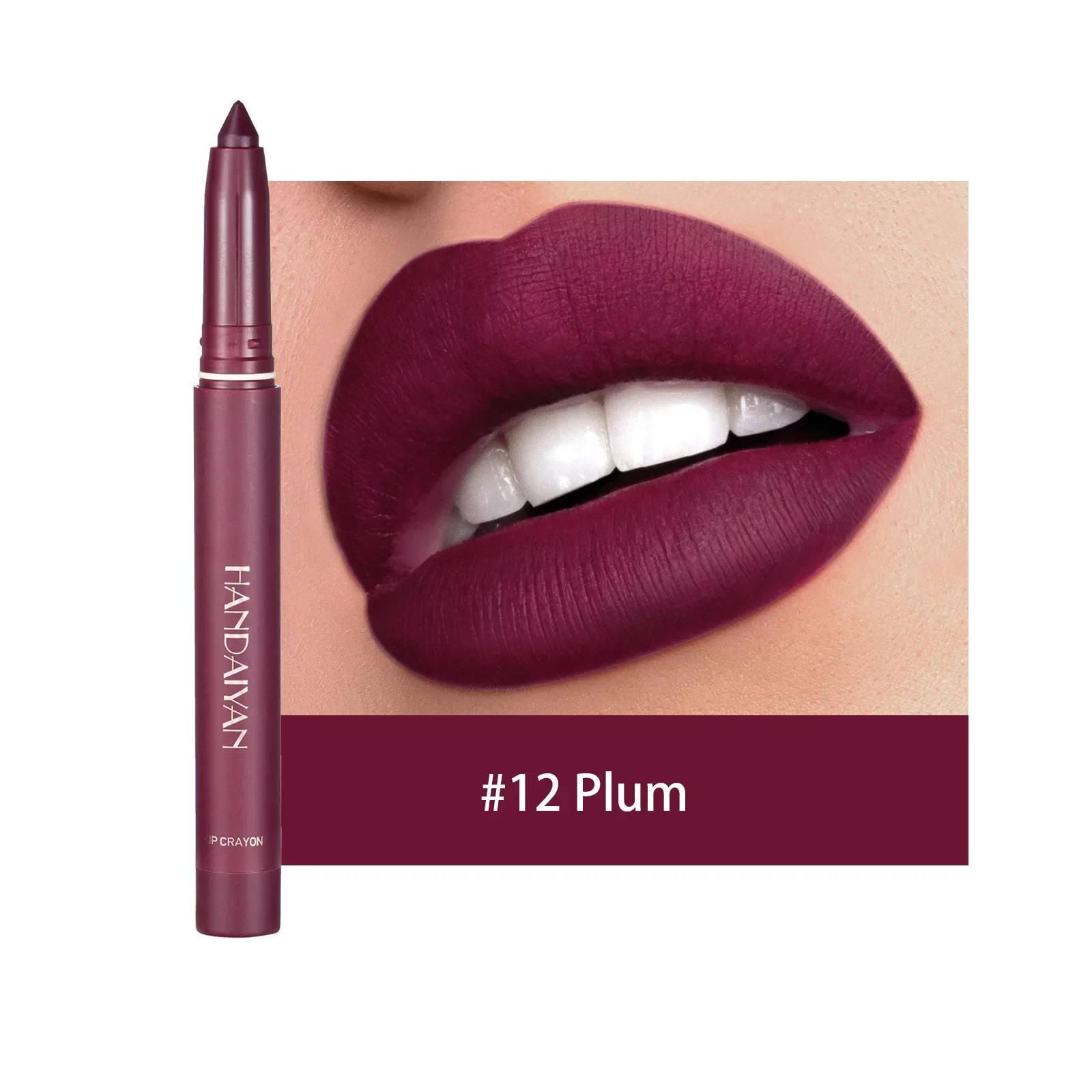 thumbnail image 1 of 12 Colors Matte Lipstick Pen Lipgloss Nude Pink Matte Solid Lip Gloss Waterproof Long Lasting Lipstick Pencil Lip Liner Makeup, 1 of 5