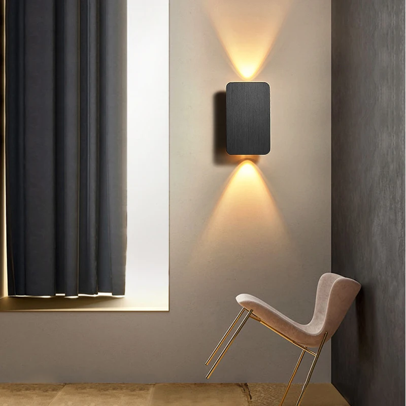 Modern Simple 6W LED wall Lamp Indoor Decor Brushed Gold/Black Double Head Wall Light Living Room Corridor Stairs Bedroom Sconce