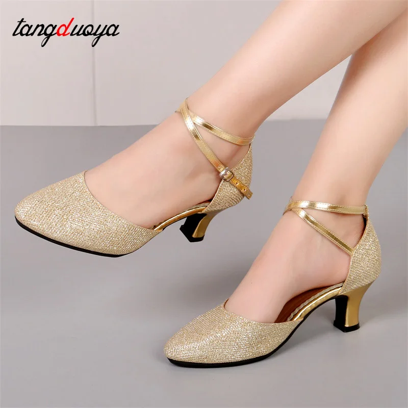 Standard Ballroom Dance Shoes For Women Glitter Closed Toe Modern Dance Shoes Salsa Ballroom Tango Latin for dancing Girls dance shoes