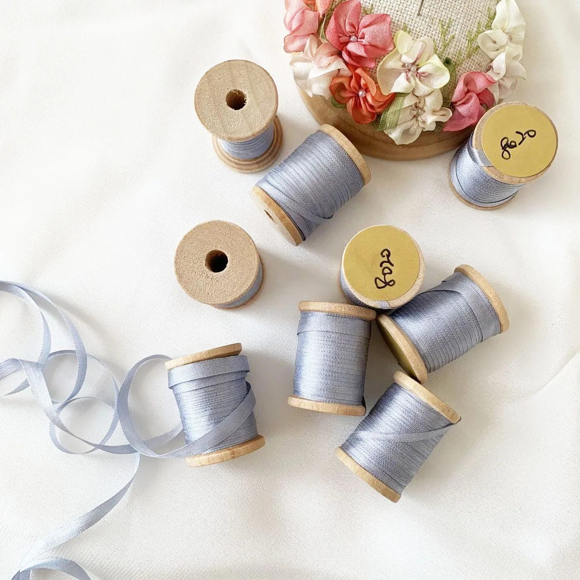 2MM 4MM 7MM Pure Mulberry Silk Embroidery Ribbons Handcraft Supply Double Faced Thin Taffeta Trim