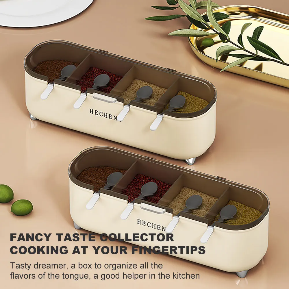 Salt Spice Jars With Spoon And Lid Eco-Friendly Portable Condiment Box Seasoning Containers For Outdoor Kitchen Cooking BBQ