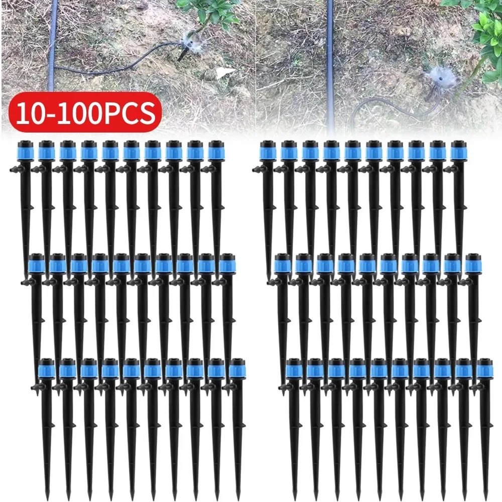 Garden Micro Drip Irrigation 360 Degrees Rotating Nozzle Sprayer Sprinkler 10-100Pcs For 4/7" Hose Garden Plants Watering System