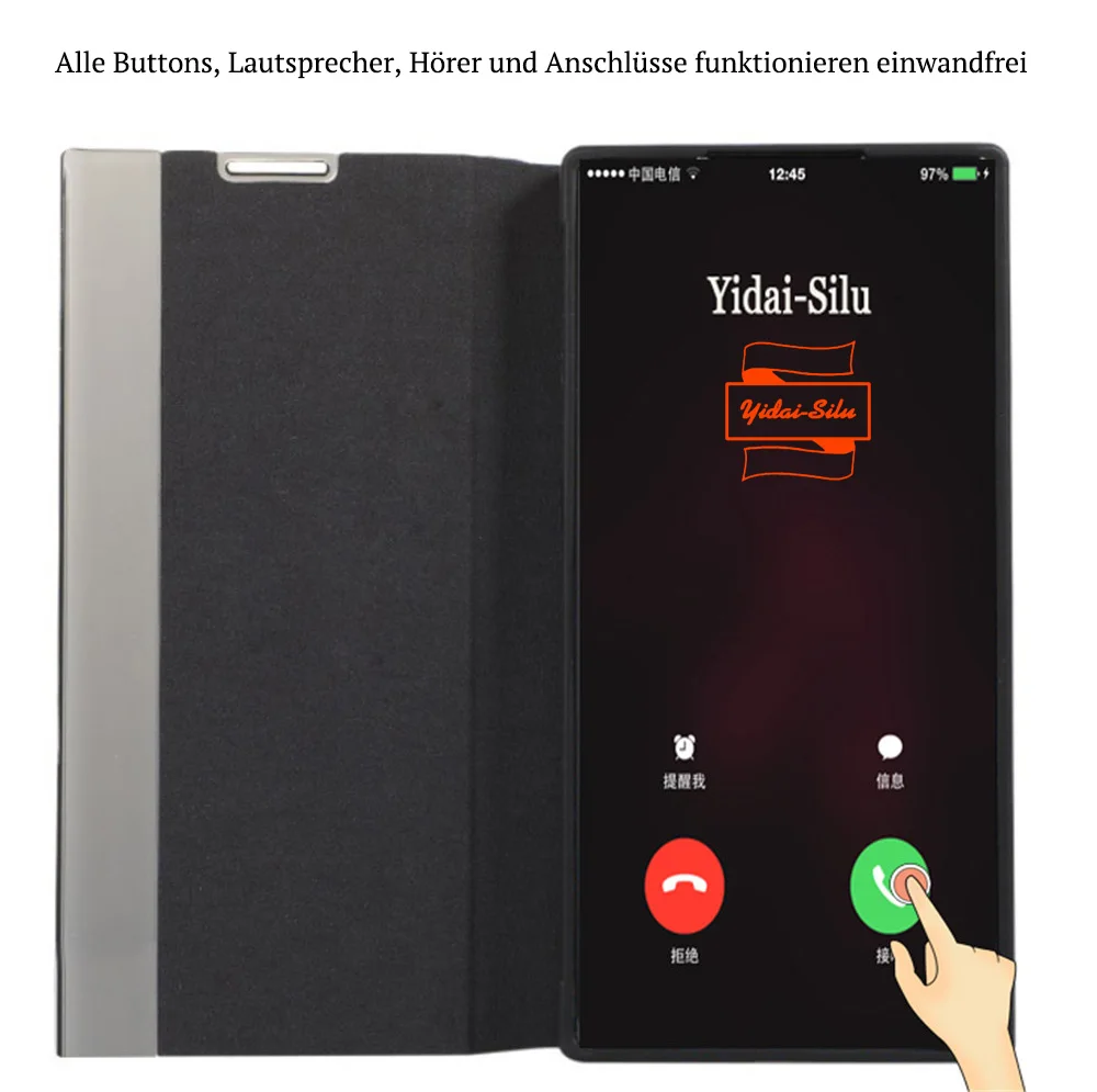 Yidai-Silu Leather Flip Case Business Smart Window Wake/Sleep Function View Stand TPU Folio Cover for Samsung Note 20 Ultra