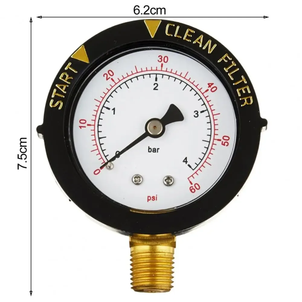 0-60 Psi 풀 필터 압력 게이지 널리 사용되는 워터 펌프 수압 테스트 게이지 교체 IP67 방수