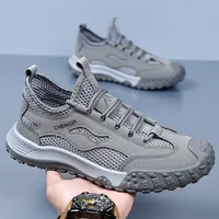 New Men's Summer Breathable Mesh Shoes Outdoor Sports Shoes Anti-slip Wear-resistant Fashion Casual Shoes Single Net Design