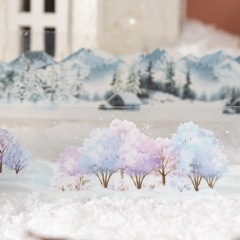 40mm*2m Scrapbook Decor Adhesive Tape Winter snow scenery PET Tapes Masking Tapes stickers Aesthetic Stationery Supplies JIANQI decorative stickers self adhesive stickers stationery stickers paper stickers adhesive stickers stationery tapes diy scrapbooking accessories stationery supplies