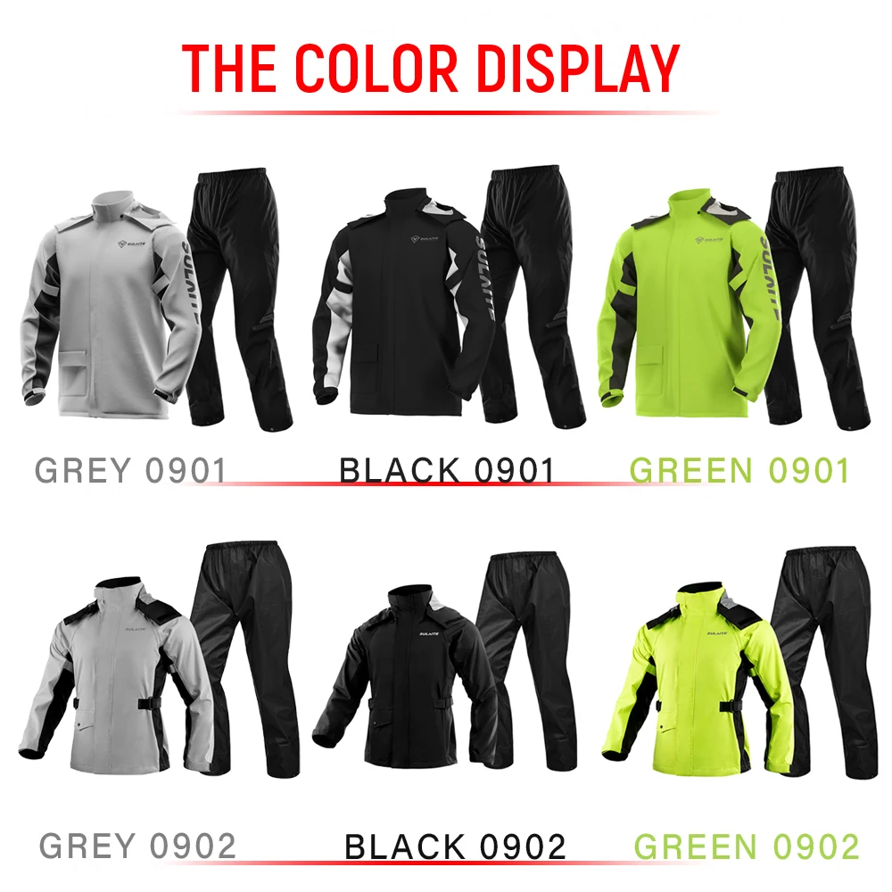 SULAITE Man Motorcycle Raincoat Reflective Men's Waterproof Motocross Suit Waterproof Motocross Rain Jacket Split Rain Cloth motorcycle raincoat bike raincoat