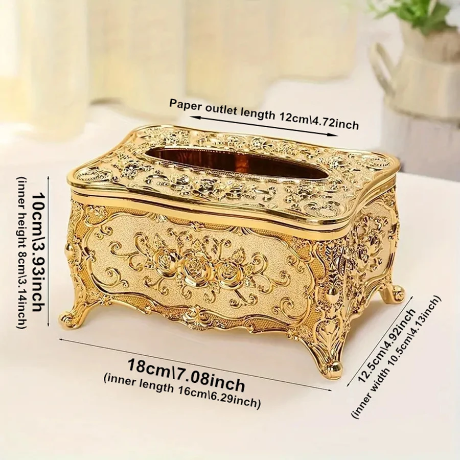 European Rose Tissue Box For Home, Kitchen, Living Room, Bedroom, Hotel, Restaurant, Napkin Extraction Box, Plastic Storage Box 2