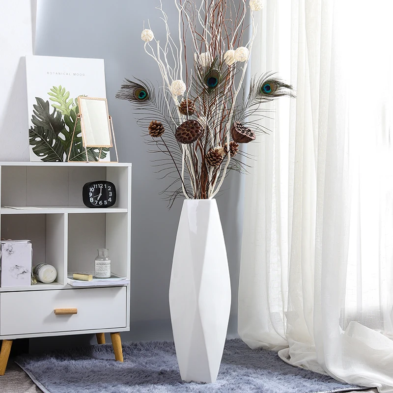 

Hydroponics Large Floor Flower Vase Decoration Home Design Ceramic Pots For Plants Indoor Pot De Fleur Livingroom Decoration