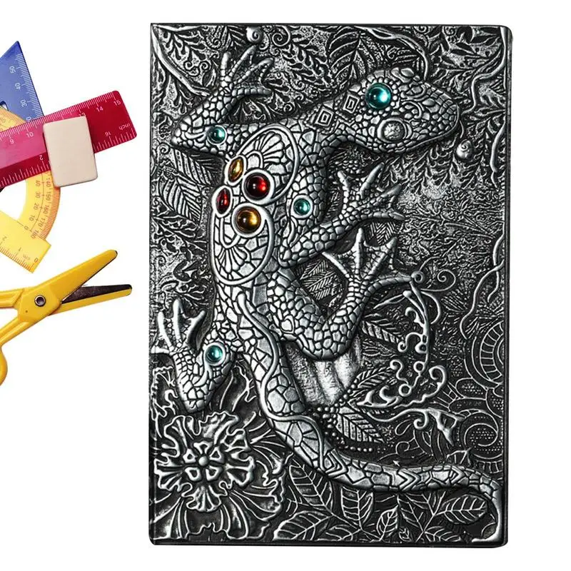 

PU Leather Diary Handmade Leather Lizard Design Notebook Travel Diary Hardcover A5 Writing Notebook Vintage Notebook With
