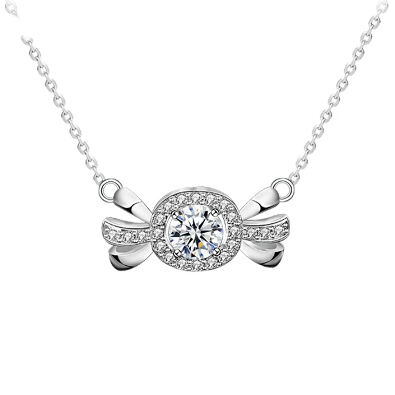 

Moissanite Pandant Necklace Mosan Diamond Necklace Female 925 Sterling Silver Candy Pendant Simple Clavicle Necklace Jewelry