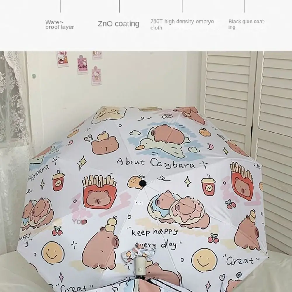 Dual-use Automatic Capybara Umbrella Foldable 8 Ribs Rain Umbrella UV Protection Sunshade Household folding umbrella sun umbrella automatic sun umbrella