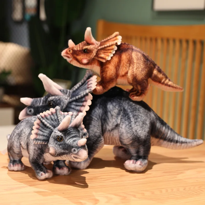 New Arrival Lifelike Dinosaurs Plush Toy Forest Animal Simulation Triceratops Plushie Dolls Dino Toys Gift For Children Boy