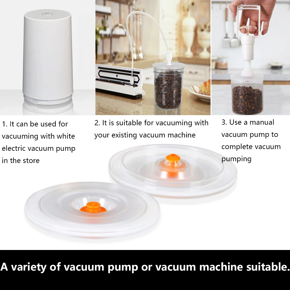 Vacuum Lids for Wide Mouth Mason Jars and D100mm Jars Reusable Vacuum Sealing Lids BPA -Free Food Vacuum Lid 3
