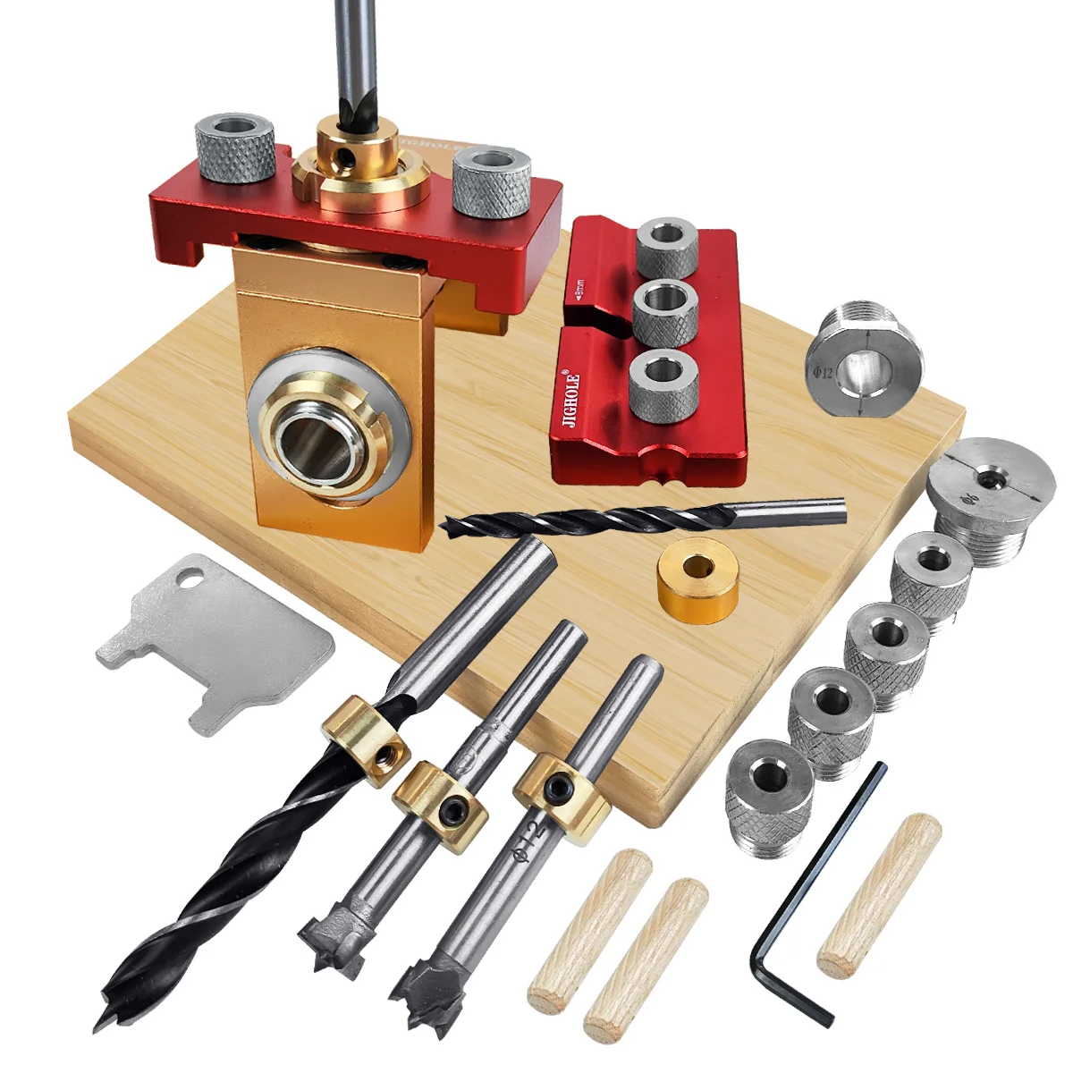 Dima per Spinatura Legno, Dima per Fori a Tasca 2/6/8/10/15/20/35mm Set di Maschere per Fori Tascabili 3 in 1 Perforatore Tascabile Dima di Foratura con Clip di Posizionamento Guida di Perforazione