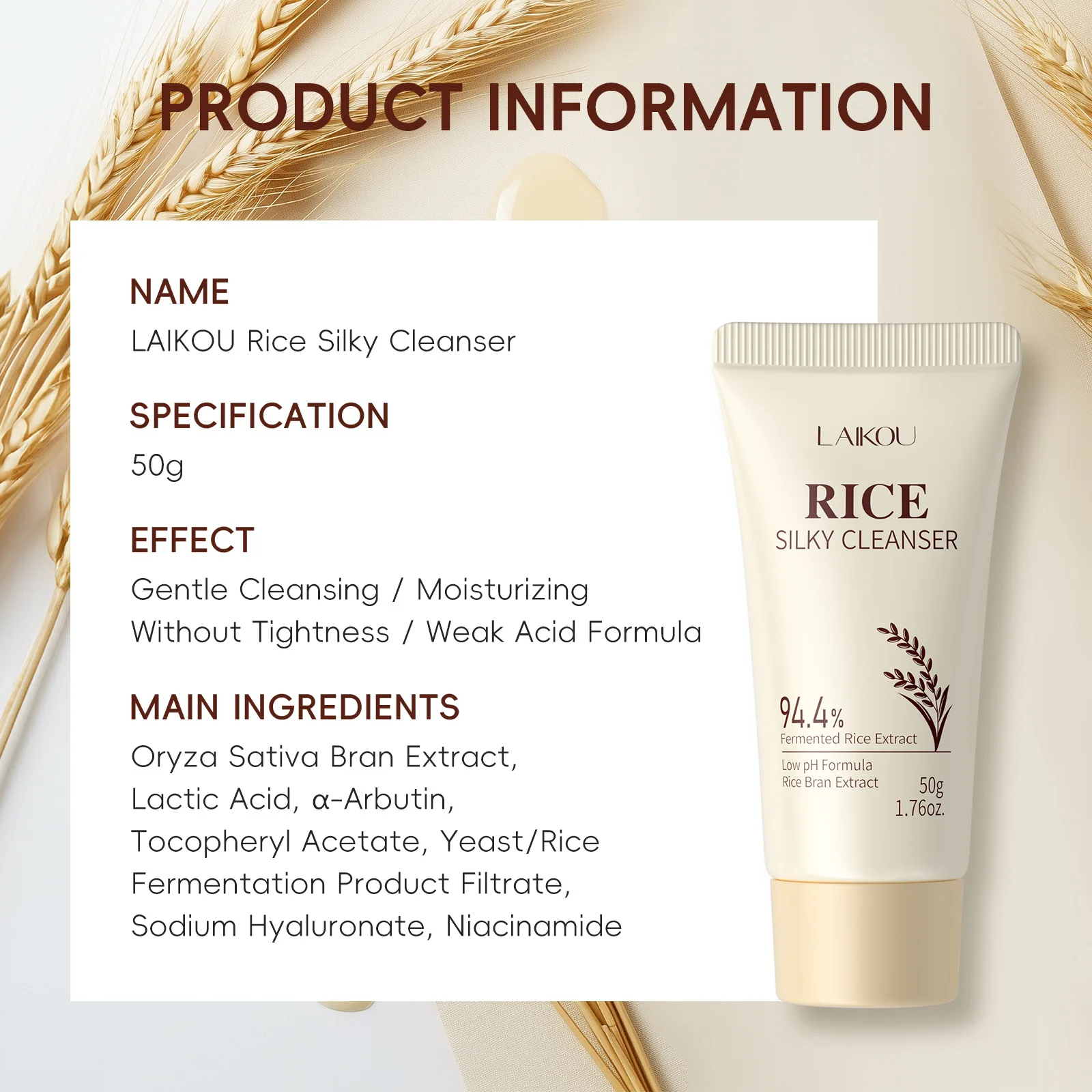 Rice Facial Cleanser Exfoliating Remove Dirt Anti Acne Oil Control Deep Cleansing Pores Shrinking Brightening Cleansing Product