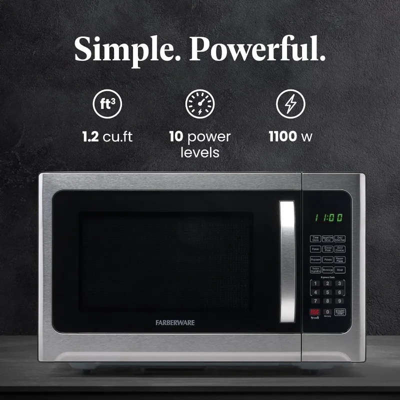 Farberware Countertop Microwave 1100 Watts, 1.2 cu ft - Microwave Oven With Grill Functionality and Child Lock 2