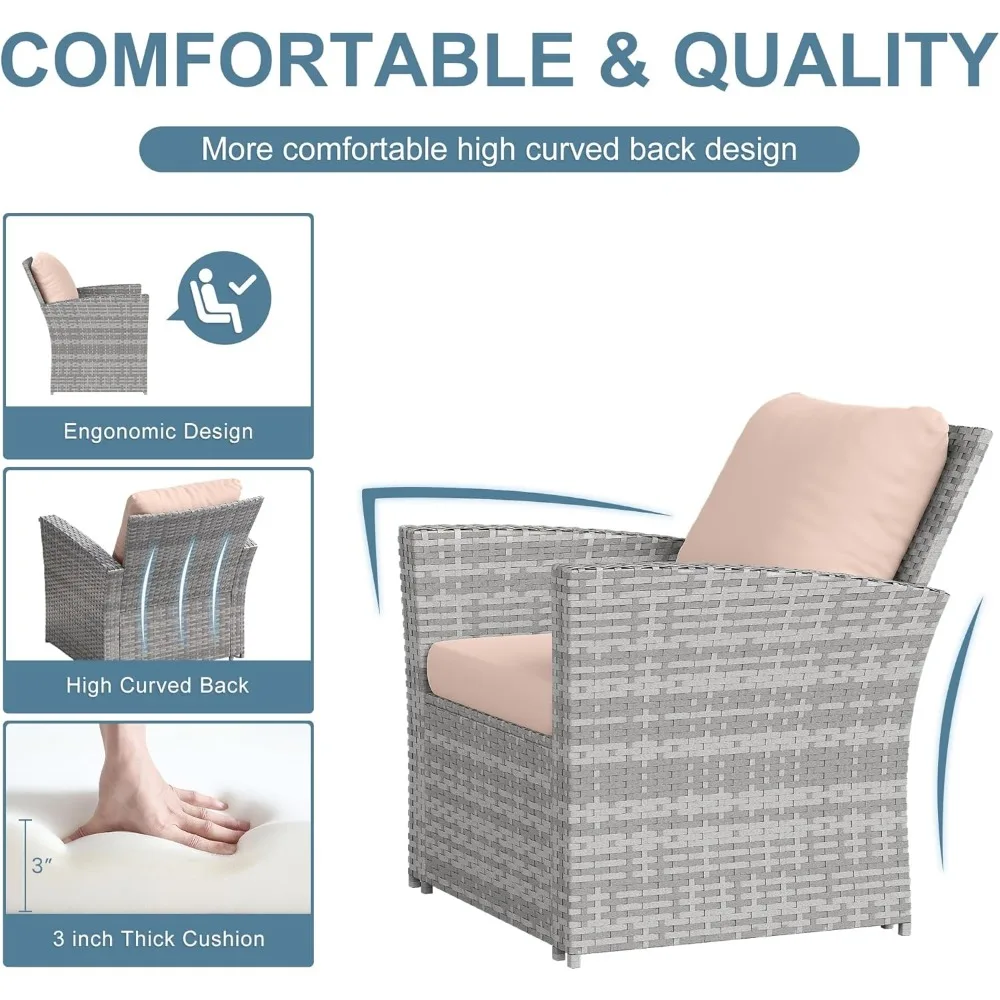 4 Pieces Outdoor Patio Furniture Set,Wicker Sectional Sofa Outdoor Patio Set Rattan Patios Furniture, Patios Conversation 4