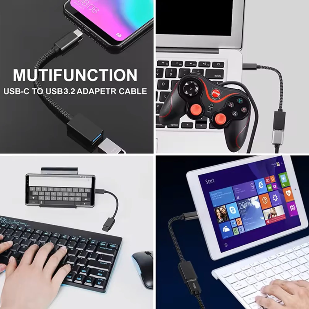 OTG Cable Type C 10Gbps USB to Type C Adapter Connector for Laptop Phone Female USB to Male USB C Data Cable for Mouse Keyboard BEST SELLERS
