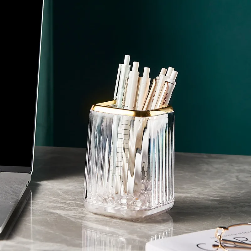 Makeup Brush Bucket Storage Tube 1pc Dressing Table Office Desktop Pen Holder Cosmetics Storage Box