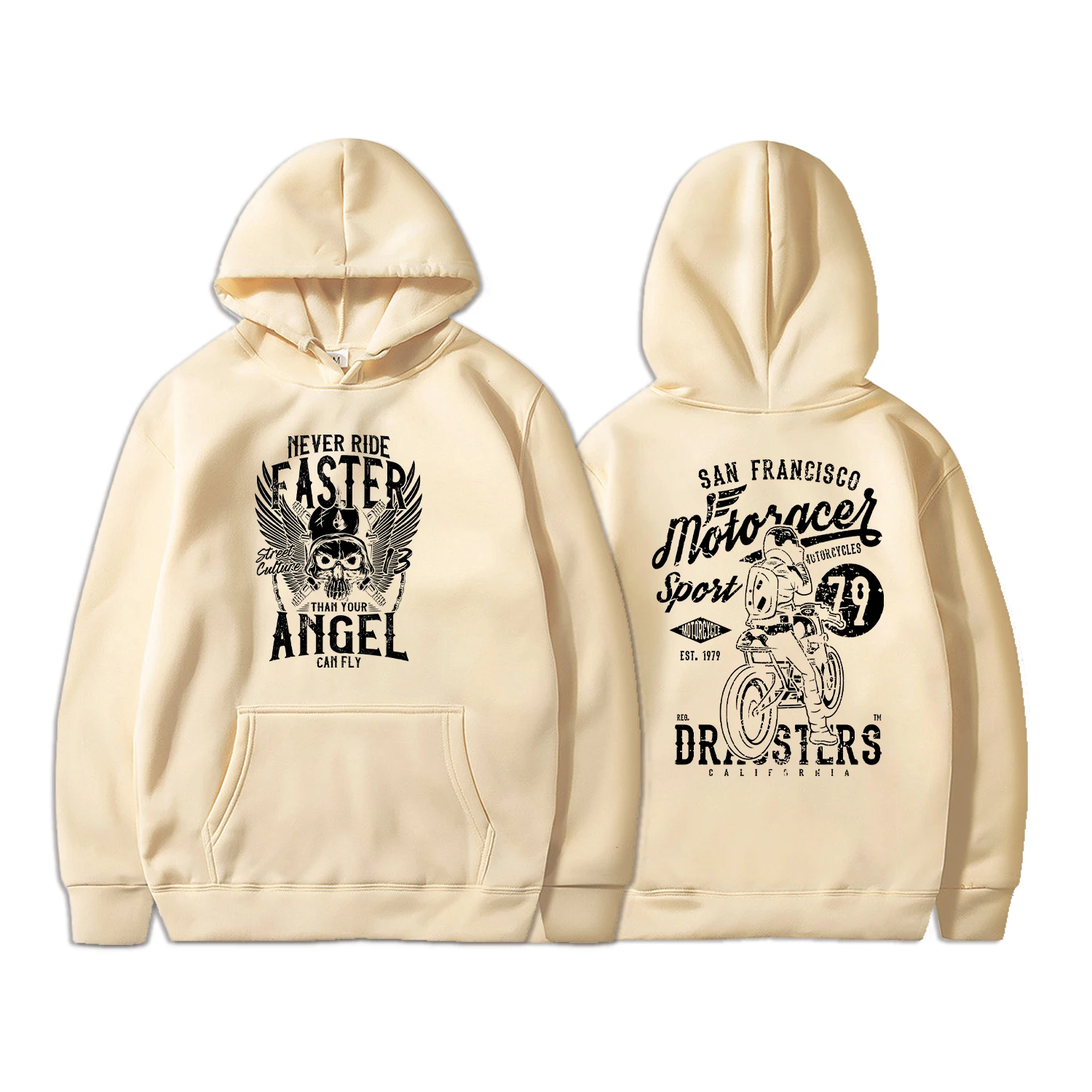 Motorcycle Printed New Men's Hoodies Long Sleeve Sweatshirt Casual Trend Hip-Hop Hoodie Streetwear Drawstring Hoodies
