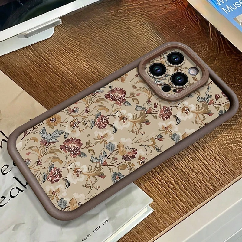 Vintage Floral Pattern Shockproof Candy Silicone Phone Case Cover
