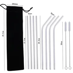 Eco - Friendly Portable Stainless Steel Straw Set - Ideal for Beverages and Kitchen Use (Silver)