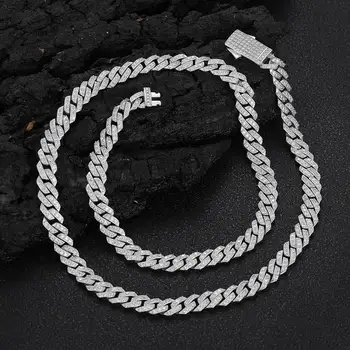 8mm D Color Full Moissanite Prong Cuban Link Chain Necklace for Men Women 925 Sterling Silver Hiphop Jewelry Pass Diamond Tester 2