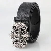 Ceinture rétro pour hommes, Style bohème, Chic, en cuir PU noir, mode Vintage, boucle creuse, Style Punk Rock Y2K, pour hommes et femmes 1