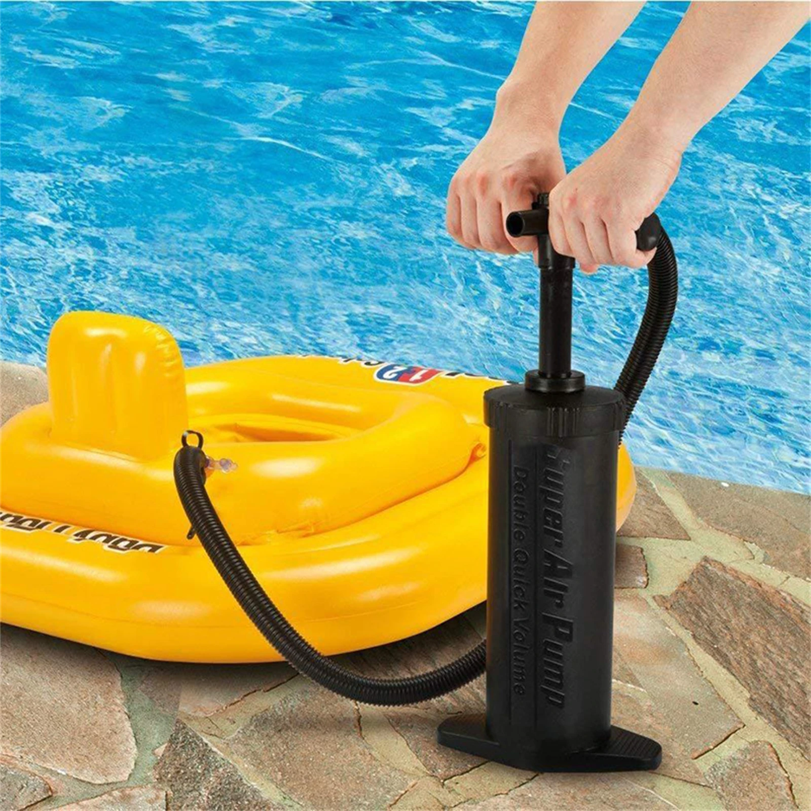 Handpomp Draagbare Dubbele Action Handmatige Luchtpomp Voor Outdoor Zwemmen  Ring Matras Zwembad Drijft Opblaasbaar Speelgoed| | - AliExpress