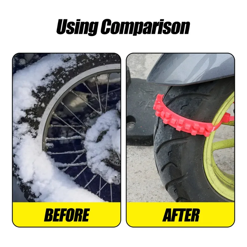 Triangle Anti-slip Tie Emergency Safety Belt with Snow Chains for Winter Tyres and Reusable Ties for Motorcycle and Bike