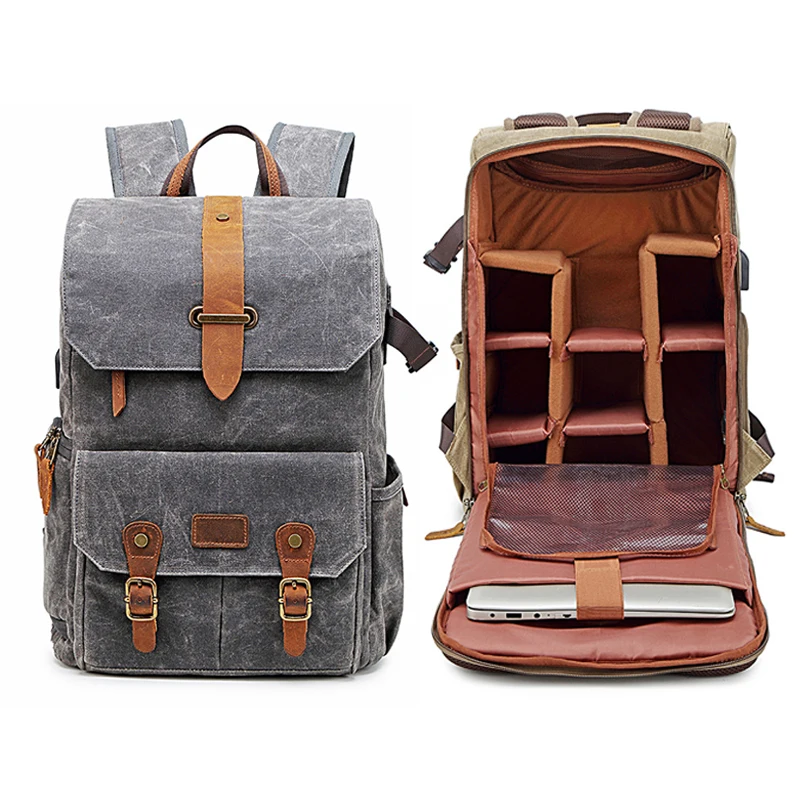 Canvas DSLR Camera Backpack Canvas Travel Backpack Casual Laptop Backpack