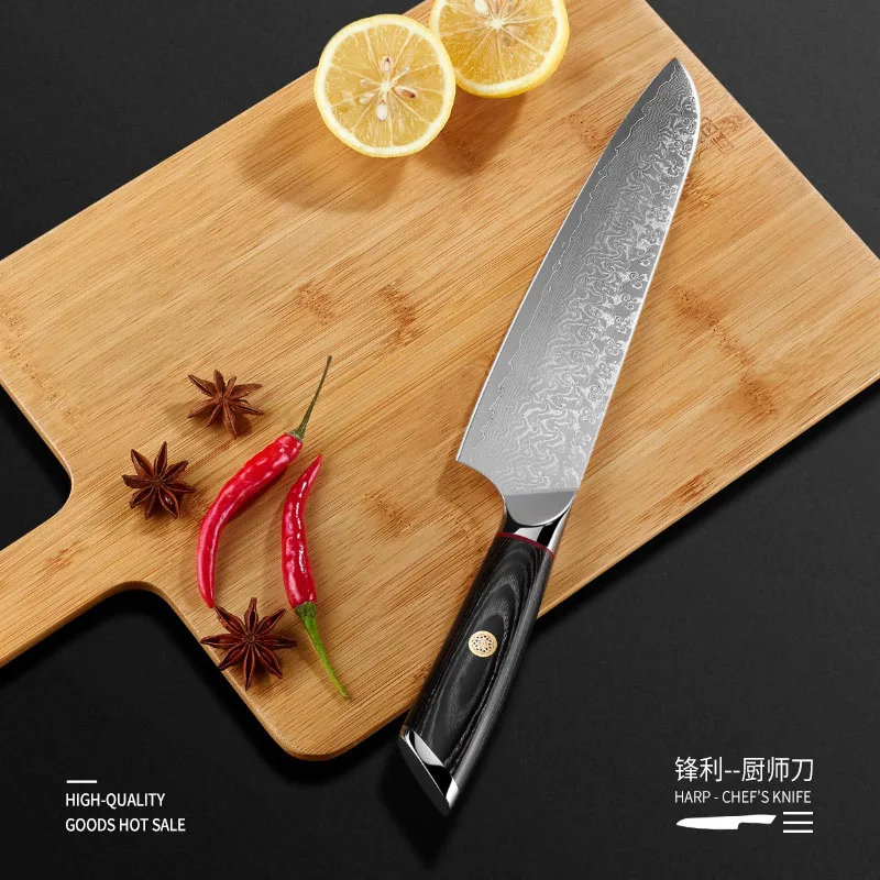 

Chef Knife Wood Handle 67 Layers Damascus Steel Blade Sharp Slicing Cleaver Cutlery Kitchen Knives For Cutting Vegetables Meat