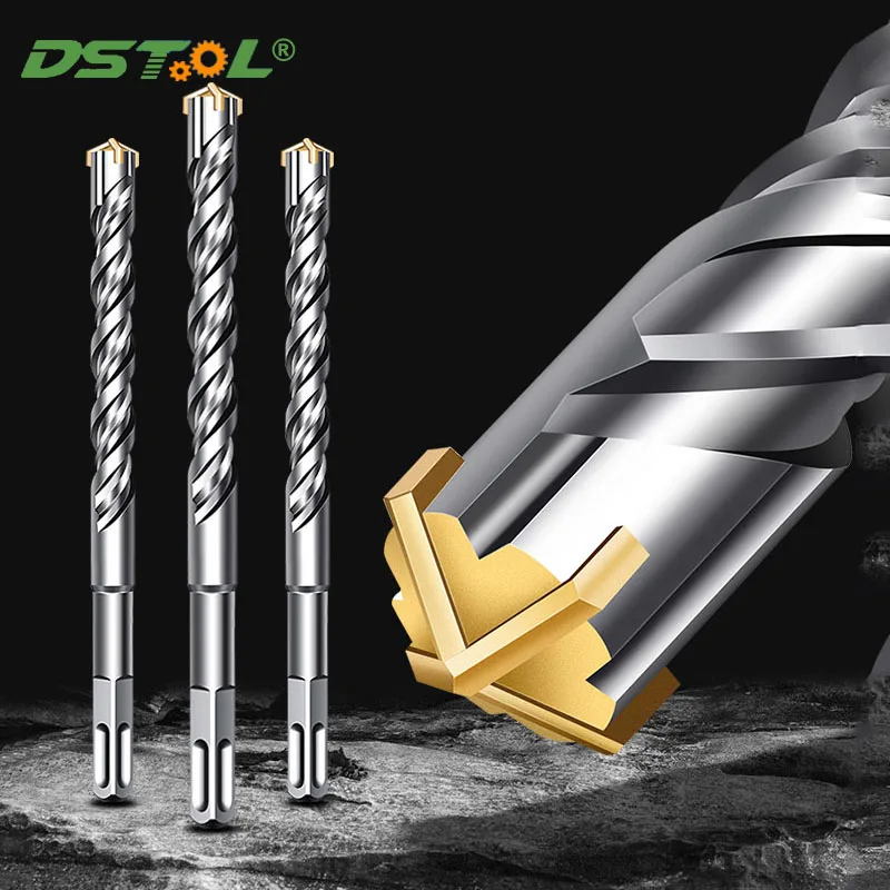 Cross Impact Drill Electric Hammer Drill Square Handle Extended Slotted Swivel For Concrete Through-Wall Dia6-32mm L110-350mm