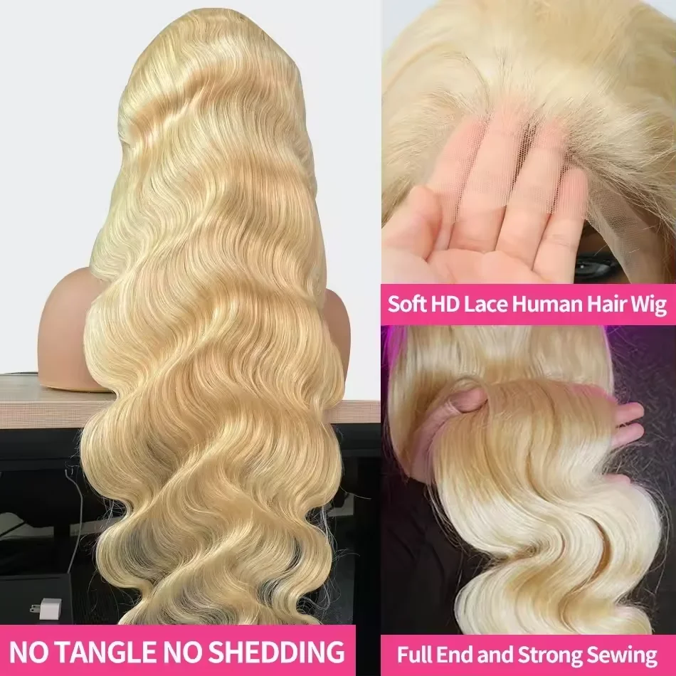 220% Density Human Hair Wigs Blonde 613 Lace Front Wigs 13x4 Body Wave Human Hair Lace Frontal Wig Brazilian Hair Wigs for Women 3