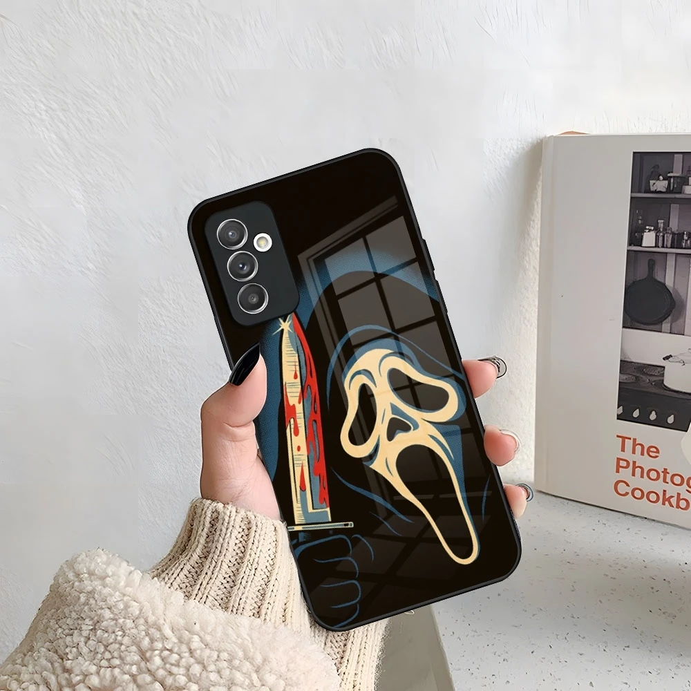 Silver Ghostface Scream Phone Case with Color Accents