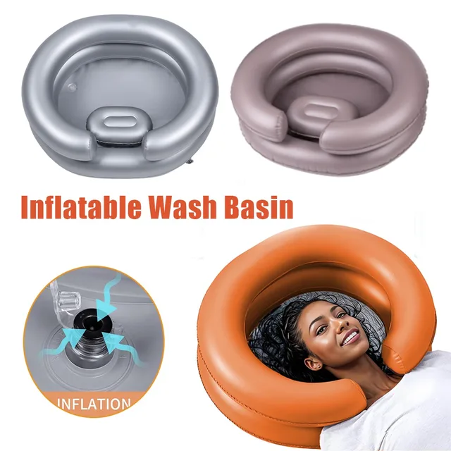 อ่างล้างผมพับได้แบบพกพา อ่างล้างผมเป่าลม อ่างแชมพูแบบพกพาสำหรับผู้ป่วยติดเตียง ผู้สูงอายุ และหญิงตั้งครรภ์ 1