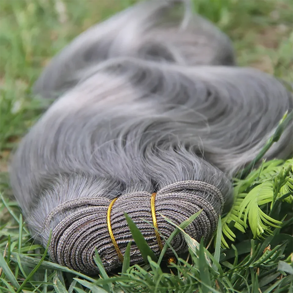 10-30 Inch Body Wave Bundles Human Hair Sliver Grey 100% Unprocessed Brazilian Human Virgin Hair Double Weft For Women 1/3/4 PCS 4