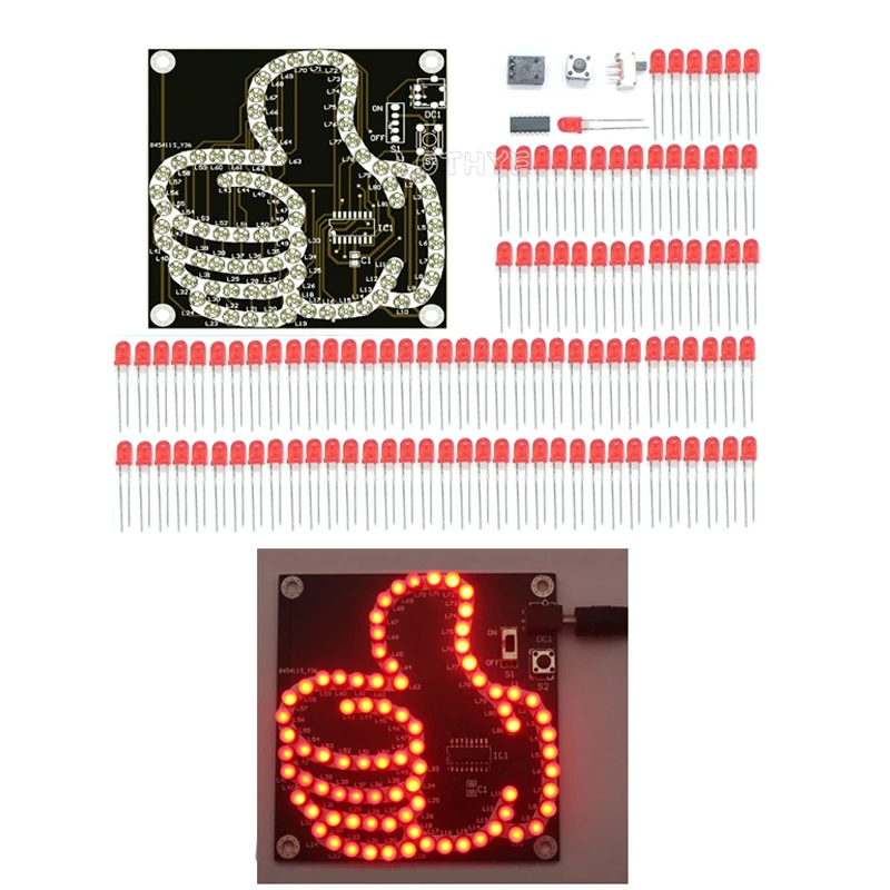 Kit électronique de bricolage, Kit de Production de lumière qui coule au pouce LED, Diode électroluminescente, microcontrôleur de soudage amusant, pratique de soudage