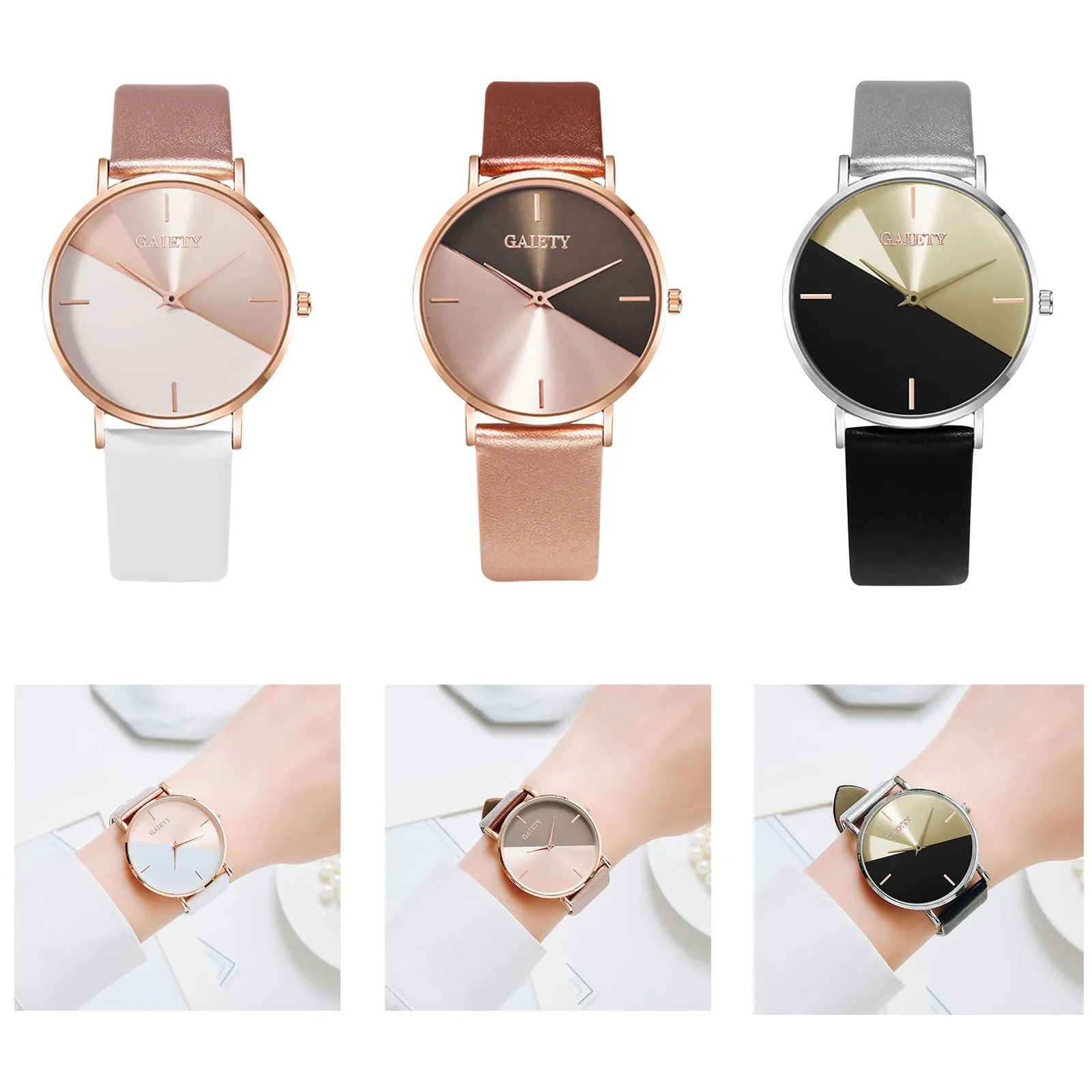 Clothing Accessories Light Luxury Geometric Stitching Style Ladies Watch Fashionable Simple Style Quartz Wristwatch Reloj Mujer 5