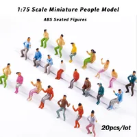 20pcs 1:75 Miniature People ABS Seated Sitting Painted Figures Railway Train Layout Architecture Building Layout for Diorama 1