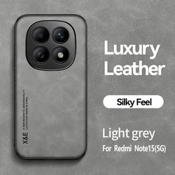 Luxury PU Leather Smartphone Case with Magnetic Car Mount Holder - Redmi Note14 Pro 5G (FG - Light Gray)