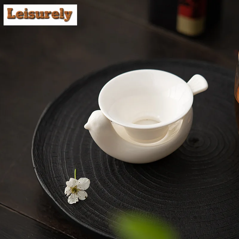 Dehua Sheep Fat Jade White Porcelain Tea Infusor Zen Penguin Tea Strainer Tea Maker Tea Filter Tea Services Supplies Decoration