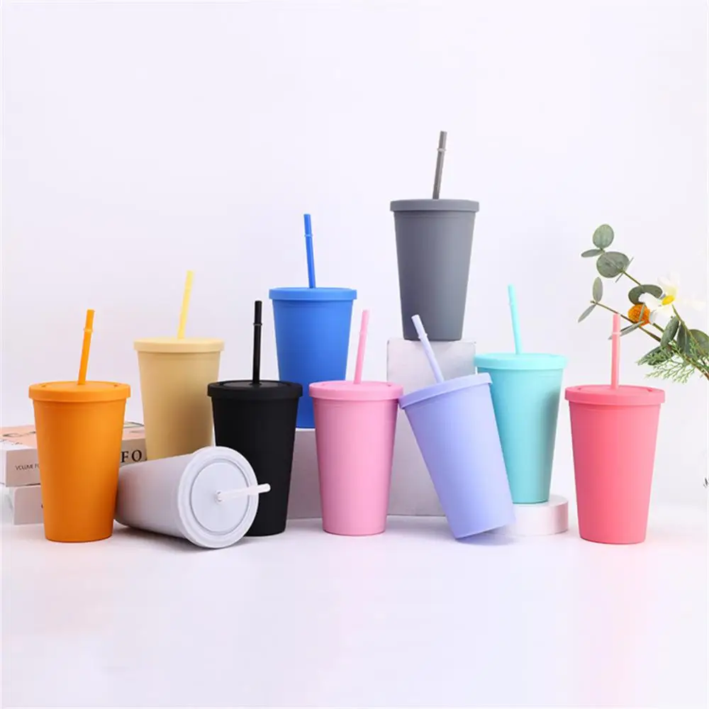 Hot Sell 450ml 650ml Reusable Plastic Double Wall Water Cup with Straw and  Lid - China Reusable Plastic Double Wall Water Cup, 16oz Double Insulated  Plastic Cups with Straws