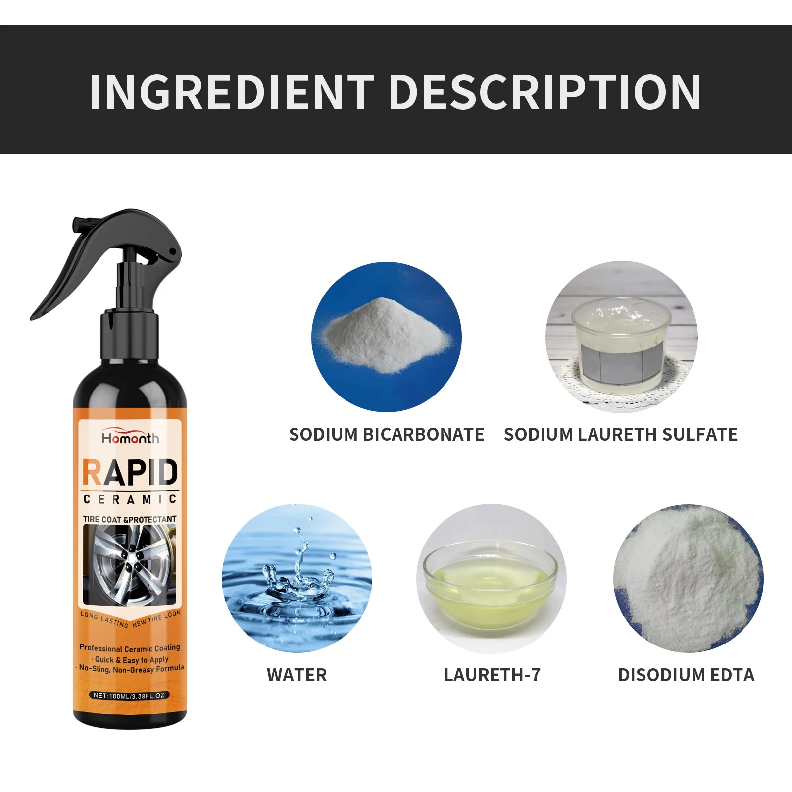 100ml Car Wheel Polishing Spray Dustproof Car Tire Brightener Long Lasting Tire Refurbishing Agent Auto Cleaning Tool