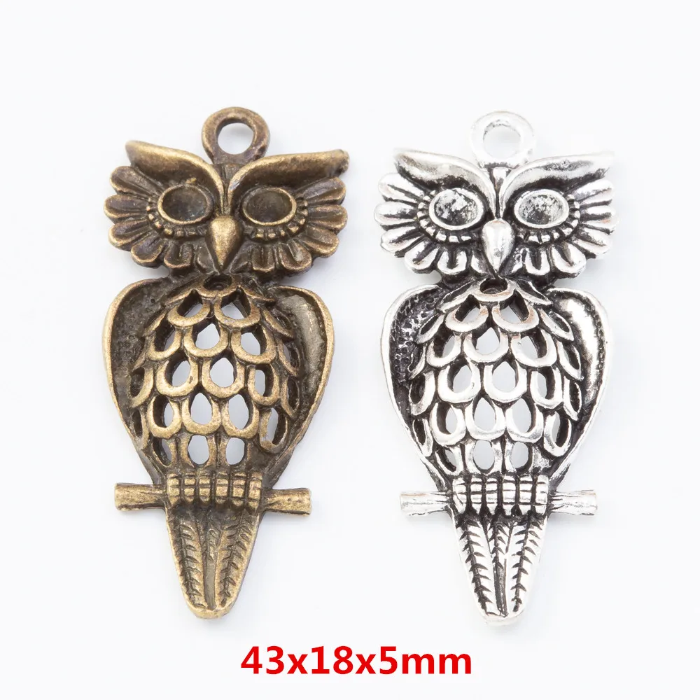 

20pcs owl Craft Supplies Charms Pendants for Crafting Jewelry Findings Making Accessory For DIY Necklace 14