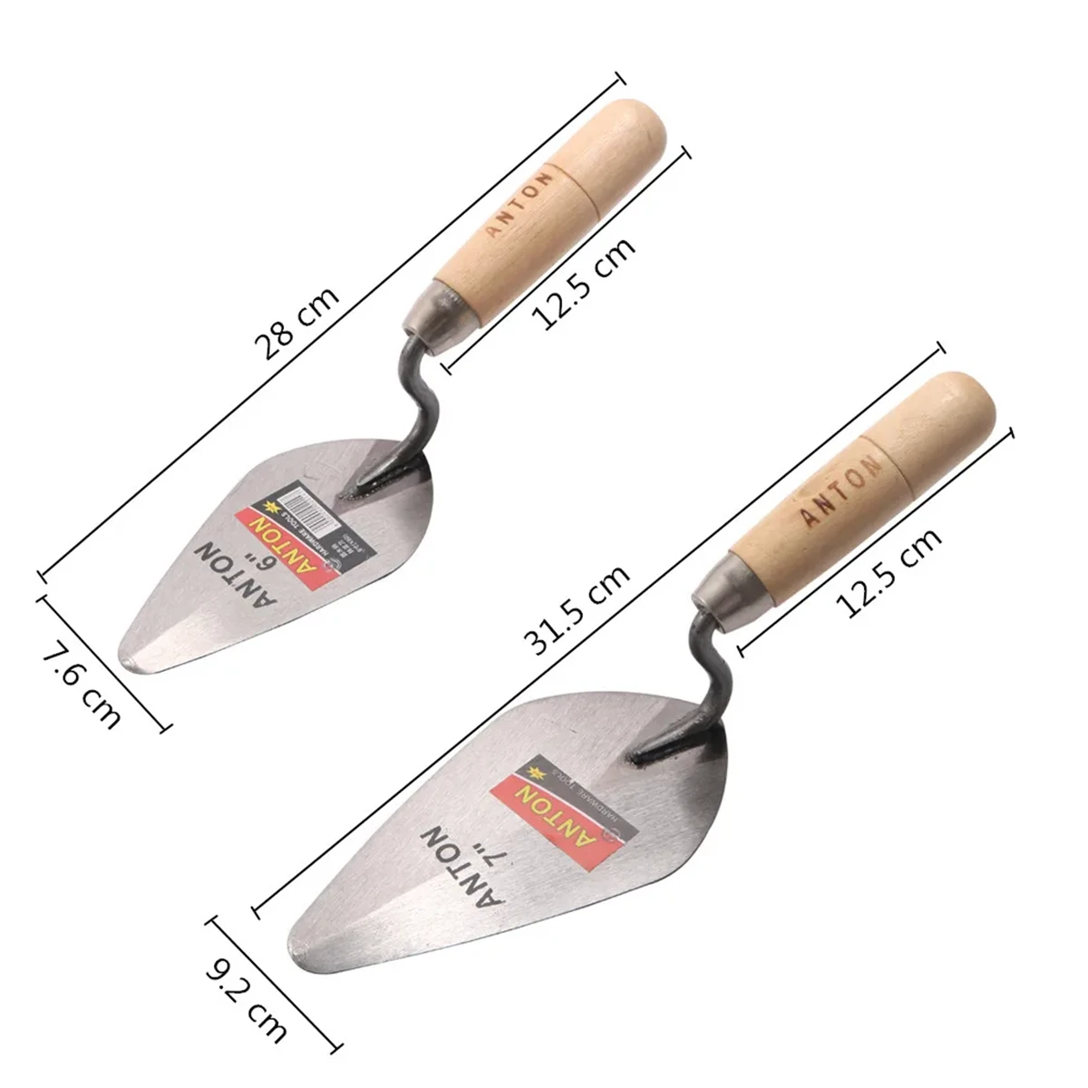 Carbon Steel Plastering Trowel 6 inch 7 inch Pointed Bricklaying Knife Round Wooden Handle Trowel Wall Brick Mason Tools