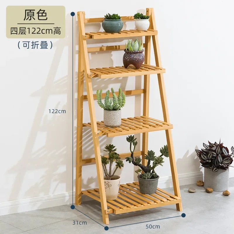 Multistory Balcony Flower Rack Solid Wood Indoor Floor Fleshy Living Room Flower Rack Pot