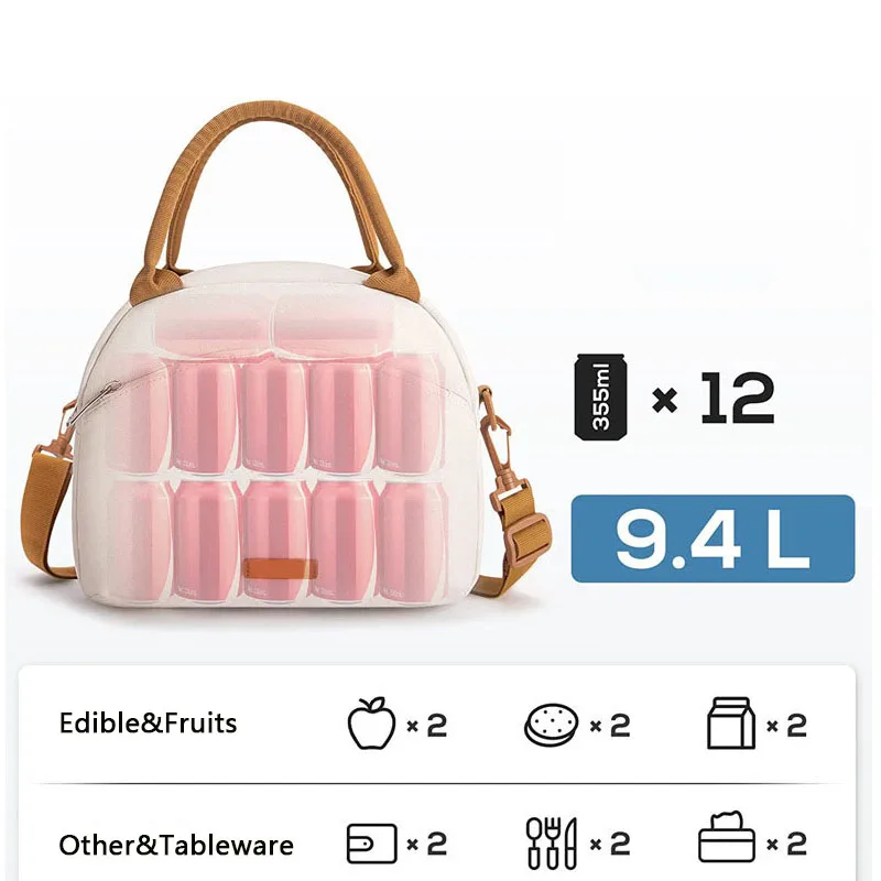 점심 가방 여성용 절연 메신저 가방 남성용 방수 점심 쿨러 가방 절연 도시락 가방 휴대용 핸드백 피크닉 도시락 가방